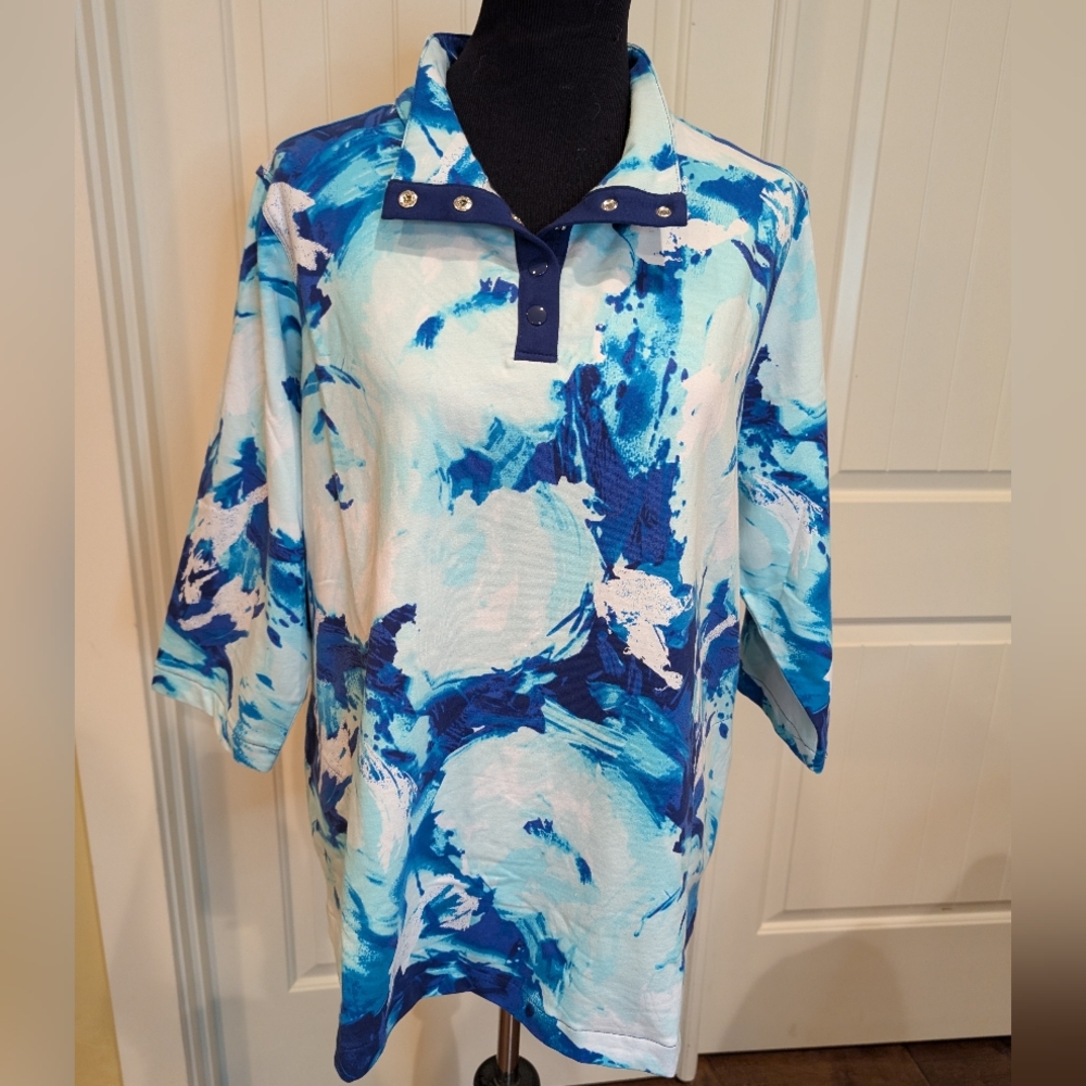 Sport Savvy Blue and White Button Down Shirt